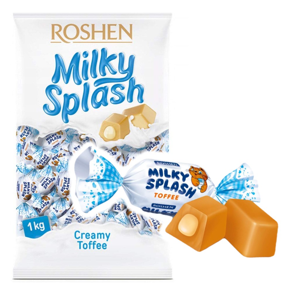 تافی مغزدار شیری میلکی اسپلش ۱ کیلویی اصلی Roshen